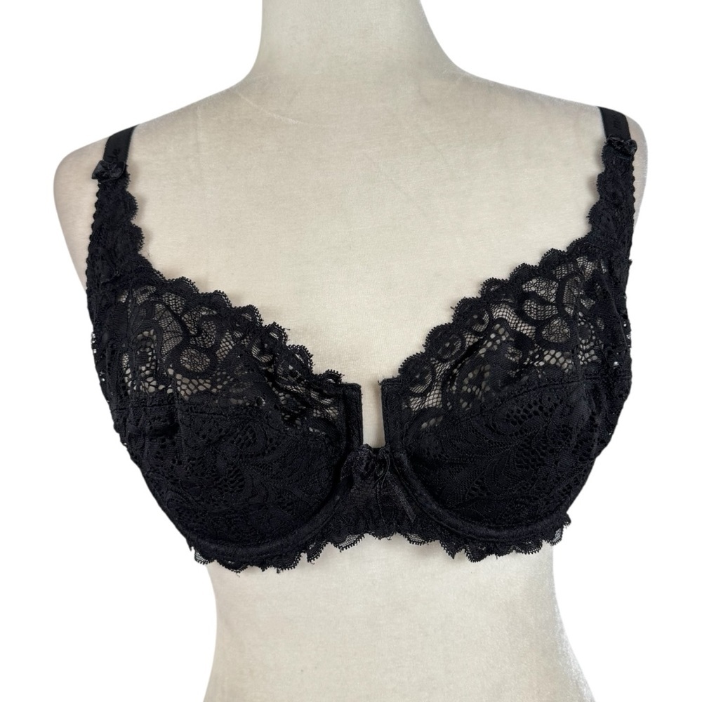 Lanny mode Unpadded underwired Bra Size 36E Black European Bra Lace Retro